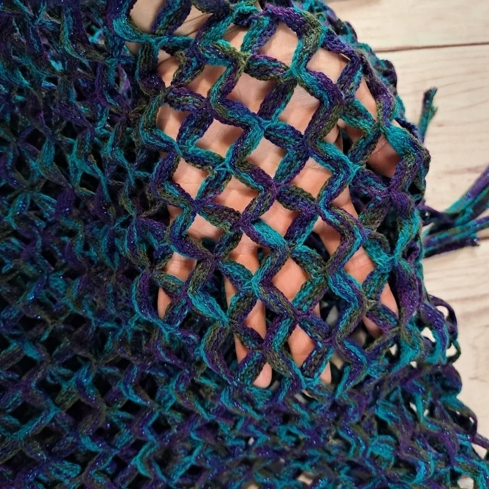 3 FOR $12 SALE Shimmering Open Lattice Look Infinity Scarf With Fringe